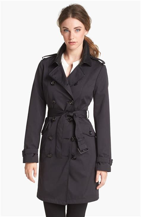 michael michael kors faux leather trim trench coat